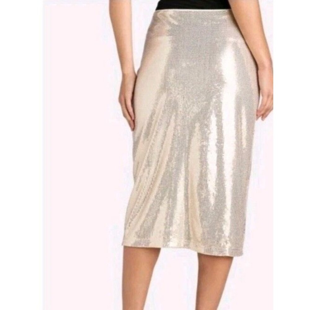 Time and Tru Size M 8-10 Sequin Skirt Side Slit Champagne‎ Stone
